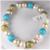 Image 1 : #94-FRESHWATER PEARL AND TURQUOISE BRACELET