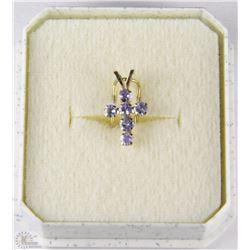 #95-10K YELLOW GOLD TANANITE CROSS PENDANT
