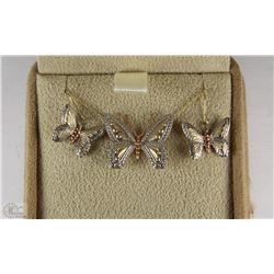 #98- 10K TRI-COLOUR GOLD BUTTERFLY EARRINGS &