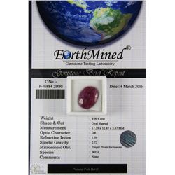 TRP147) NATURAL PINK BERYL 9.90CT WITH COA