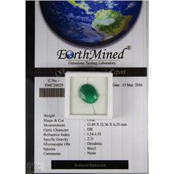 TRP146) NATURAL EMERALD 8.40CT WITH COA