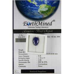 TRP145) NATURAL SAPPHIRE 9.15 CT WITH COA