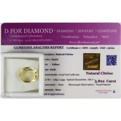 TRP157) NATURAL CITRINE 5.82CT WITH COA