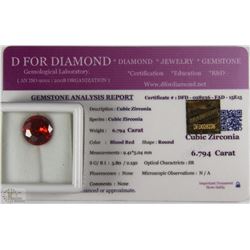 TRP151) CUBIC ZIRCONIA 6.79CT WITH COA