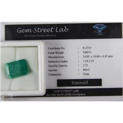 TRP163) EMERALD 9CT WITH COA
