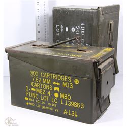 PAIR OF MILITARY AMMO BOXES -300 CARTRIDGES 7.62mm