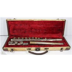 ANTIQUE SILVER FLUTE IN CASE