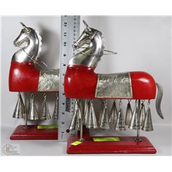 PAIR OF DECORATIVE HORSE'S WITH BELLS