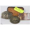 Image 1 : LOT OF FOUR BELT BUCKLES INCLUDING LEATHER WOLF,