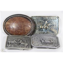 FOUR COLLECTOR HORSE BELT BUCKLES INCLUDING