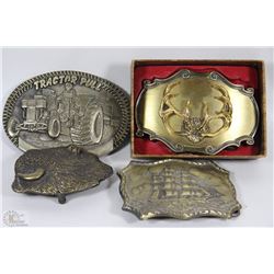 FOUR COLLECTIBLE BELT BUCKLES INCLUDING