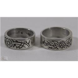 LOT OF 2 MENS BAND RINGS SIZE 11.5 AND 11