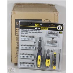 CASE OF 4 ULTIMATE 64PC SCREWDRIVER SETS