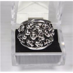 LARGE BIKER WIDE BAND SKULL RING SIZE 10