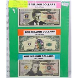 B)U.S ONE MILLION DOLLARS THREE LEGEND ISSUES