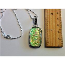 LAB FIRE OPAL PENDANT & CHAIN