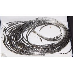 BEADED NECKLACE AND EARRING SET - SILVER/GREY