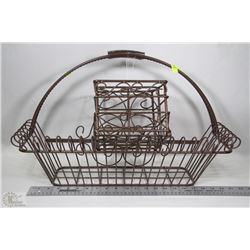 SET OF 2 WROUGHT IRON HANDLED PLANTER AND NAPKIN