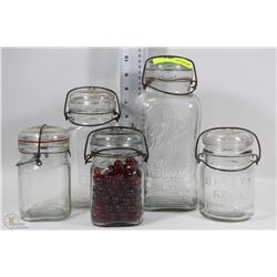 COLLECTION OF CANNING JARS WITH MARBLES