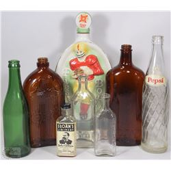 FLAT OF VINTAGE BOTTLES
