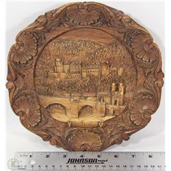 WOODEN HAND CARVED 3D HEIDELBERG WALL PLATE 9"