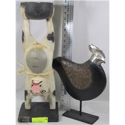 WOOD PIG AND HEN DECOR