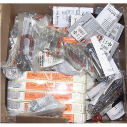 BOX WITH NEW CROSBY CLIPS ,TOOL LANYARDS, SHACKLES,
