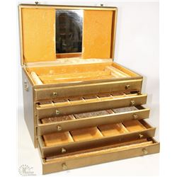 VELVET LINED 4 DRAWER JEWELLERY BOX WITH MIRROR