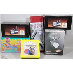 BOX OF TRACK LIGHTING, COLOR OPTICS SPINNING TOP,