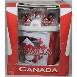 NEW CANADA PUB GLASS AND ICE BUCKET SET W/ OPENER