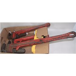 LOT OF 3 RIDGID PIPE WRENCHES