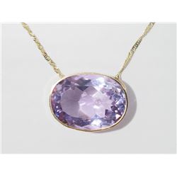#2-14K GOLD AMETHYST(16.0CT) PENDANT NECKLACE.