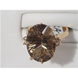 #6-10K GOLD SMOKEY QUARTZ(7.60CT)& DIAMOND(0.10CT)