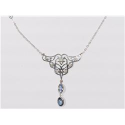 #10-10K GOLD SAPPHIRE & DIAMOND NECKLACE