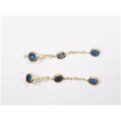 #16-14K GOLD BLUE DIAMOND(0.38CT) DROP EARRINGS
