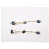 Image 1 : #16-14K GOLD BLUE DIAMOND(0.38CT) DROP EARRINGS