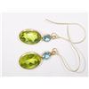 Image 1 : #21-14K GOLD PERIDOT & BLUE TOPAZ EARRINGS