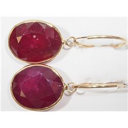 #28-14K GOLD RUBY(29.30CT) HOOP EARRINGS