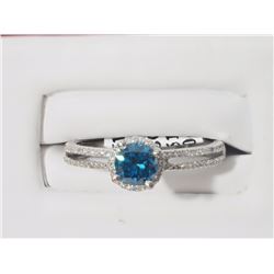 #36-14K GOLD BLUE DIAMOND(0.54CT) RING ACCENTED