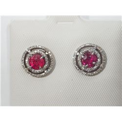 #39-14K GOLD RUBY(1.50CT) HALO EARRINGS WITH 114