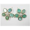 Image 1 : #45-14K GOLD EMERALD(6.20CT)& WHITE TOPAZ EARRINGS