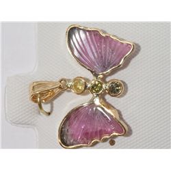 #47-14K GOLD WATERMELON TOURMALINE & CHAMPAGNE