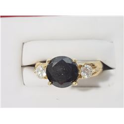 #48-14K GOLD BLACK DIAMOND(2.60CT) & WHITE