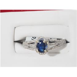 #50-14K GOLD SAPPHIRE(0.52CT) RING ACCENTED BY