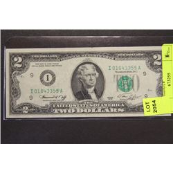 US GREEN SEAL 1976 $2 BILL