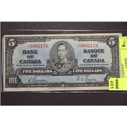 1937 CANADIAN $5 BILL