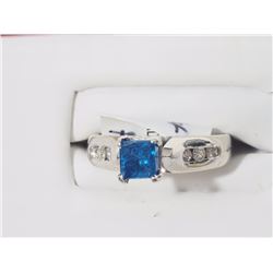 #55-14K GOLD BLUE DIAMOND(0.87CT) & WHITE
