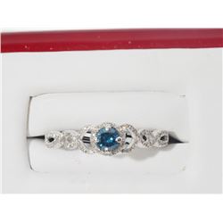#59-14K GOLD BLUE DIAMOND(0.18CT) RING ACCENTED