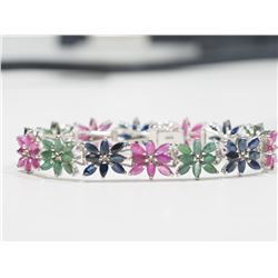 #60-STERLING SILVER RUBY, SAPPHIRE, EMERALD