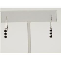 #5-14K WHITE GOLD BLACK DIAMOND (0.70CT) EARRINGS